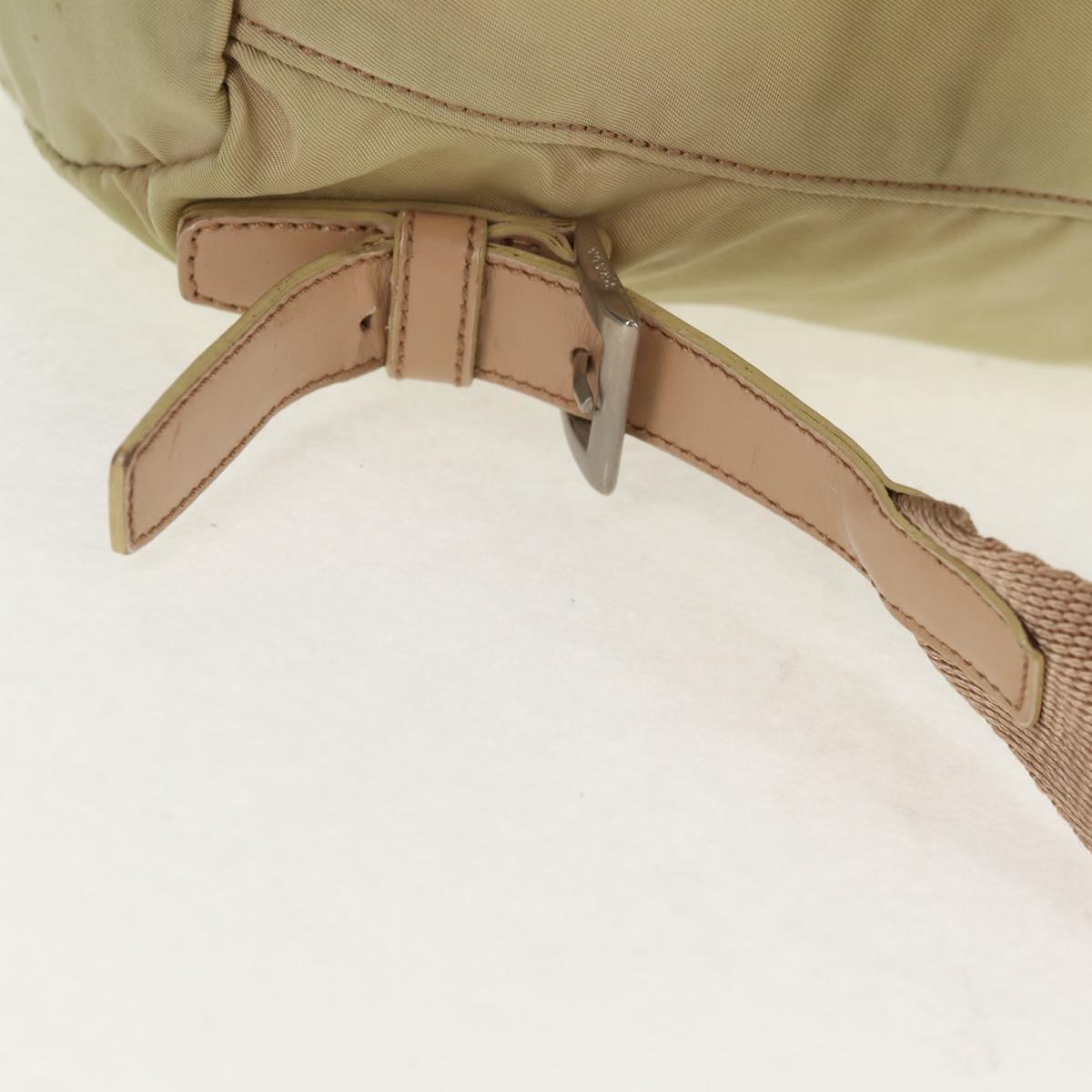 PRADA Backpack Nylon Beige Silver Auth 145849