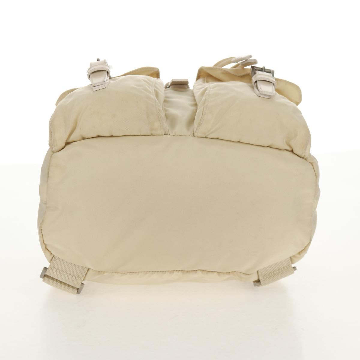 PRADA Backpack Nylon White Silver Auth 145850