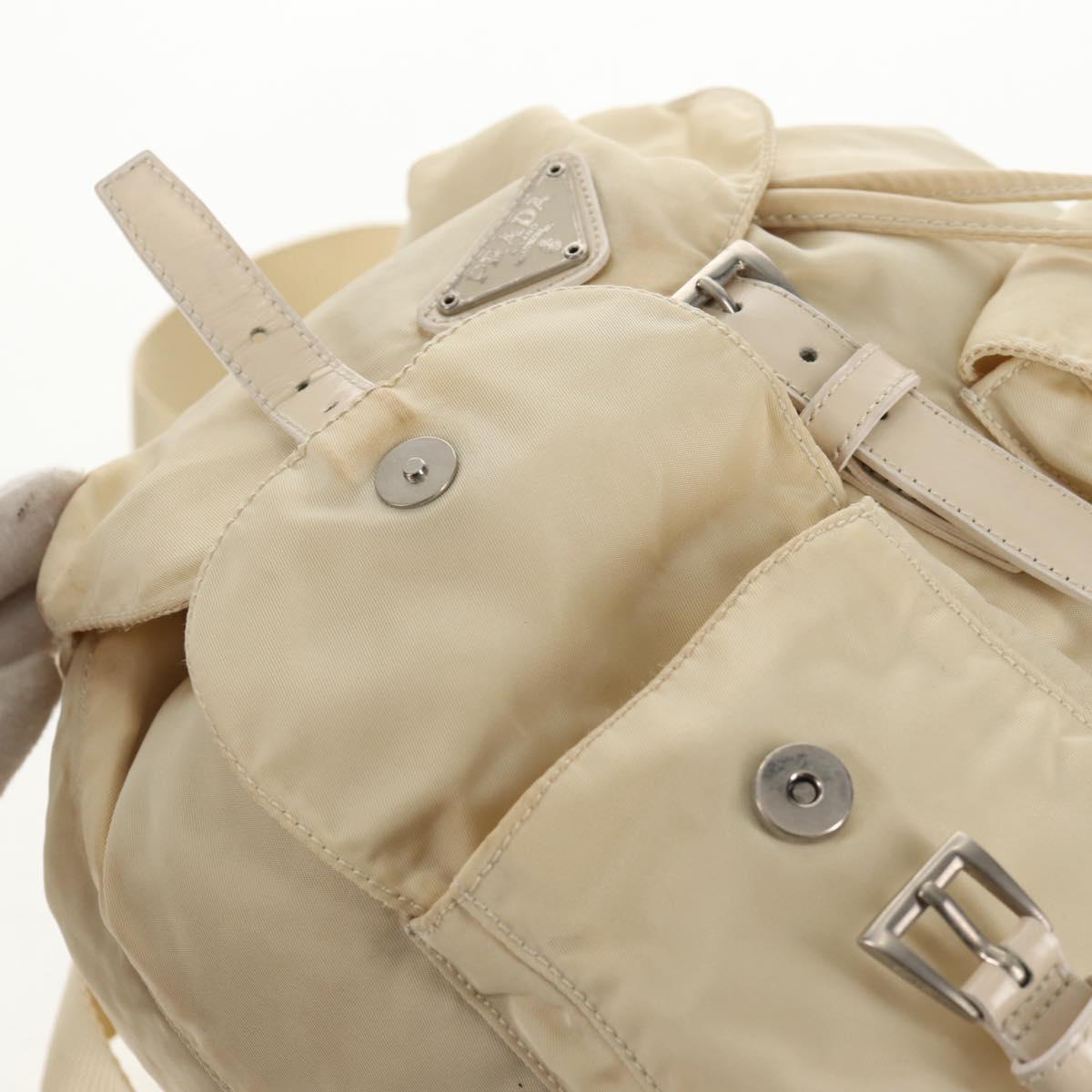PRADA Backpack Nylon White Silver Auth 145850