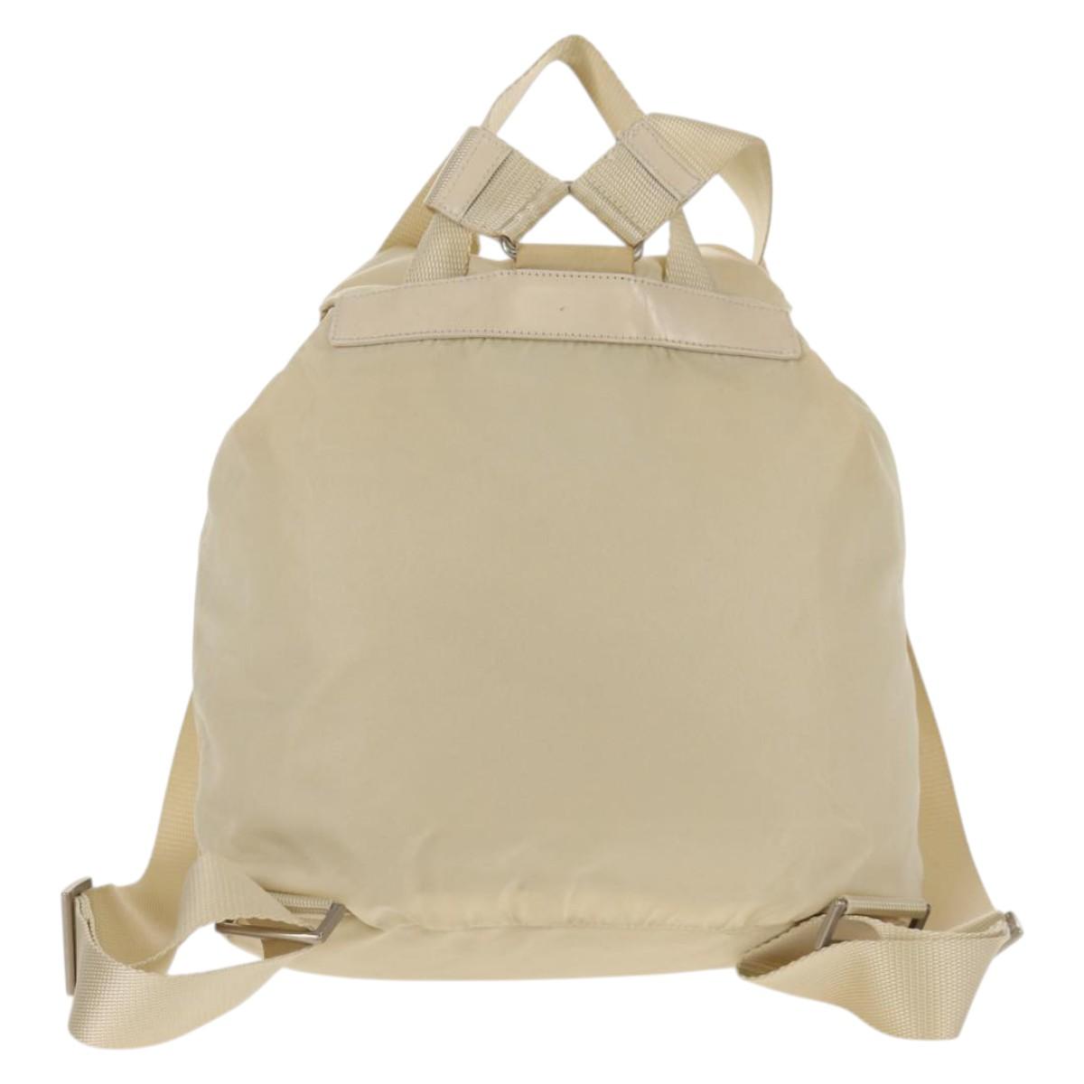PRADA Backpack Nylon White Silver Auth 145850