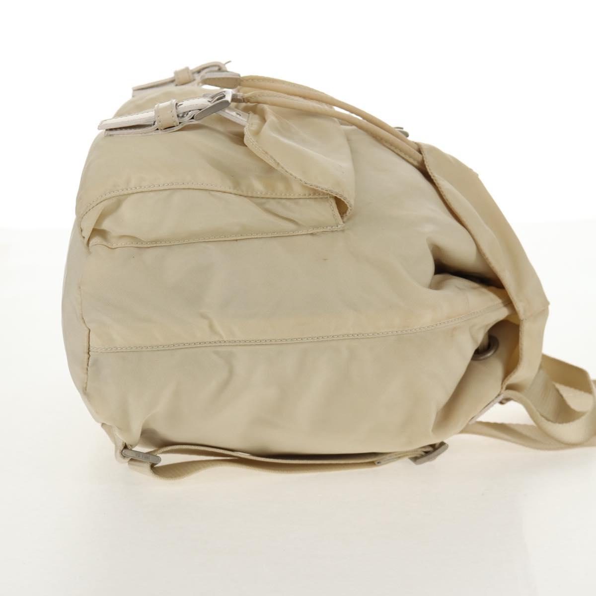 PRADA Backpack Nylon White Silver Auth 145850