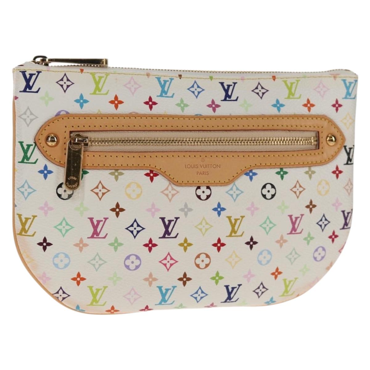 LOUIS VUITTON Monogram Multicolor Pochette GM Pouch White M60027 Auth 145858A