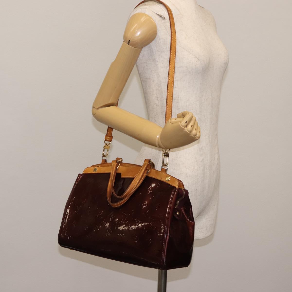 LOUIS VUITTON Vernis Blair MM Hand Bag 2way Rouge M91690 LV Auth 145859