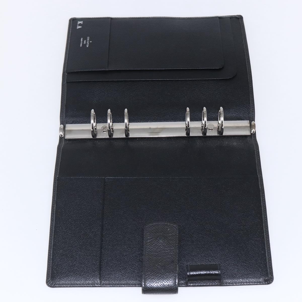 LOUIS VUITTON Taiga Agenda GM Day Planner Cover Black R20232 LV Auth 145864