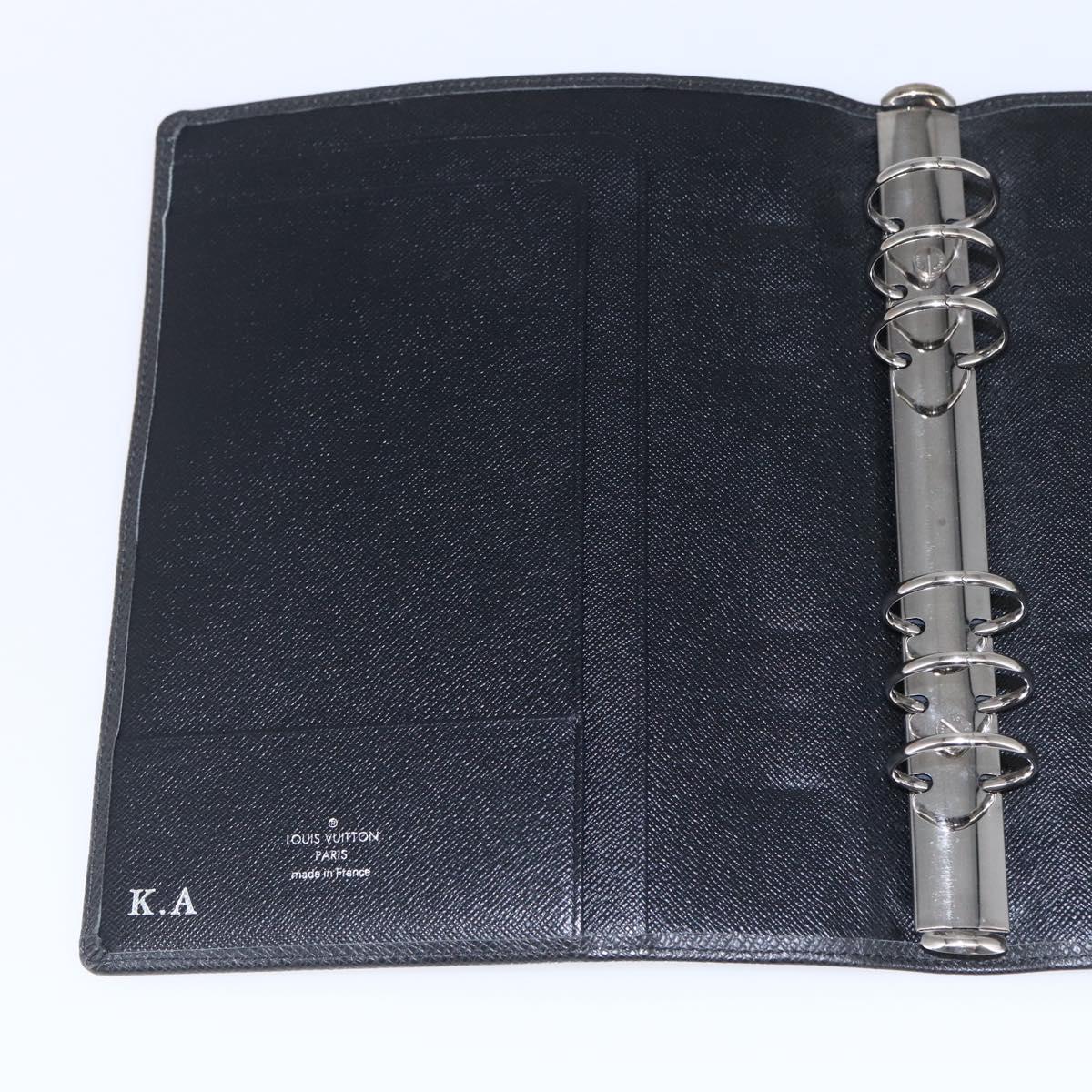 LOUIS VUITTON Taiga Agenda GM Day Planner Cover Black R20232 LV Auth 145864