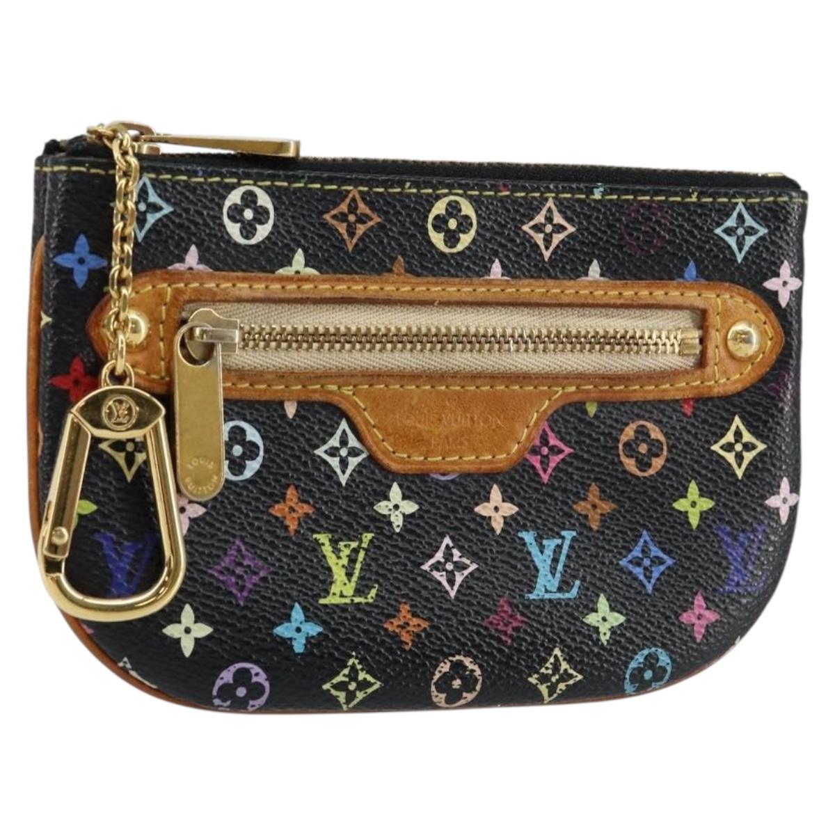 LOUIS VUITTON Multicolor Pochette MM Coin Purse Black M60031 Auth 145869