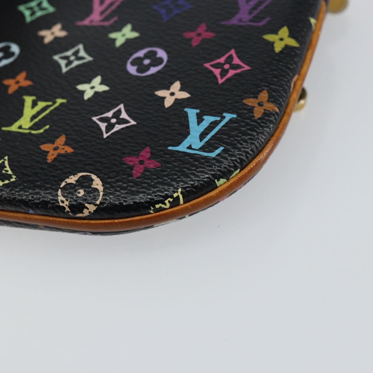 LOUIS VUITTON Multicolor Pochette MM Coin Purse Black M60031 Auth 145869
