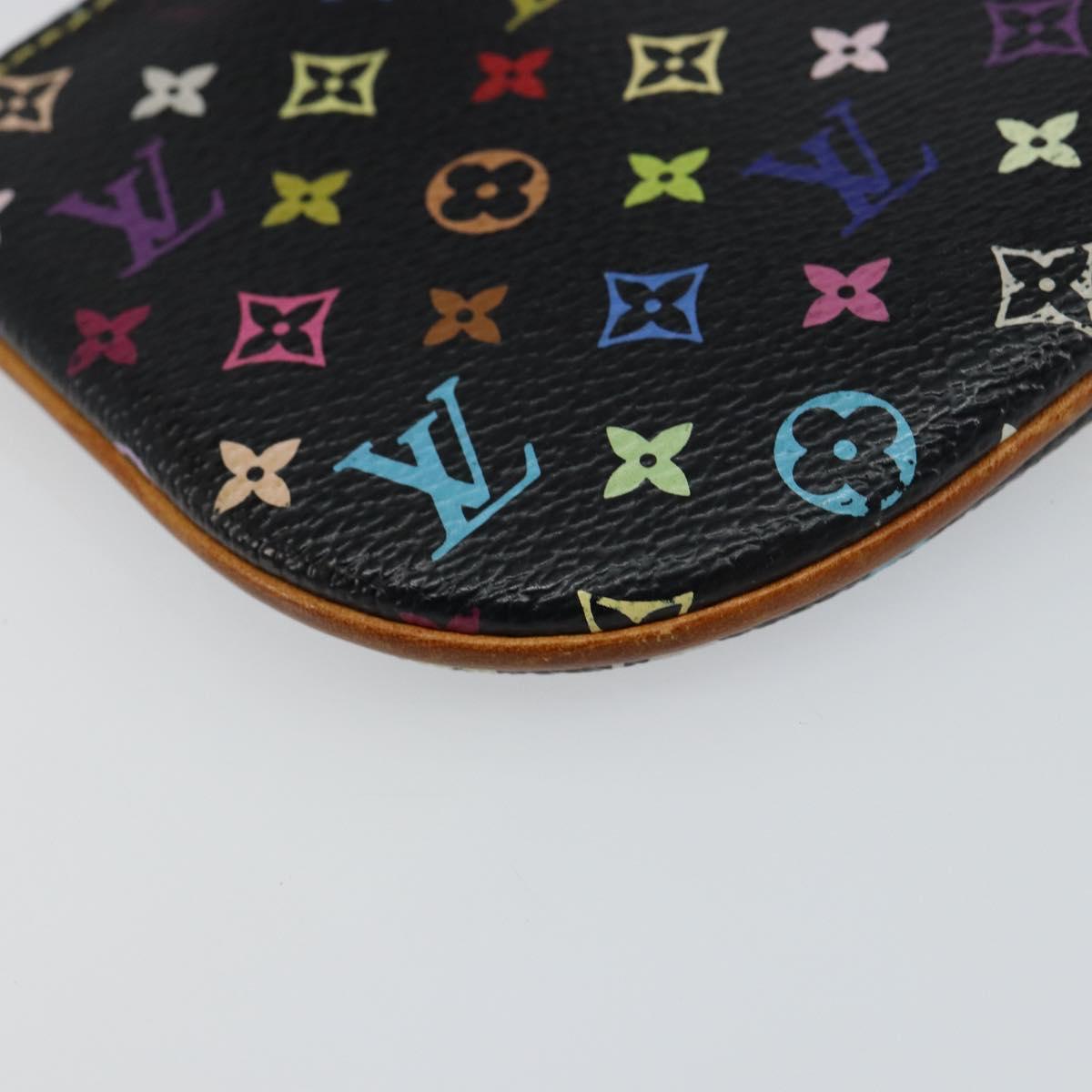LOUIS VUITTON Multicolor Pochette MM Coin Purse Black M60031 Auth 145869