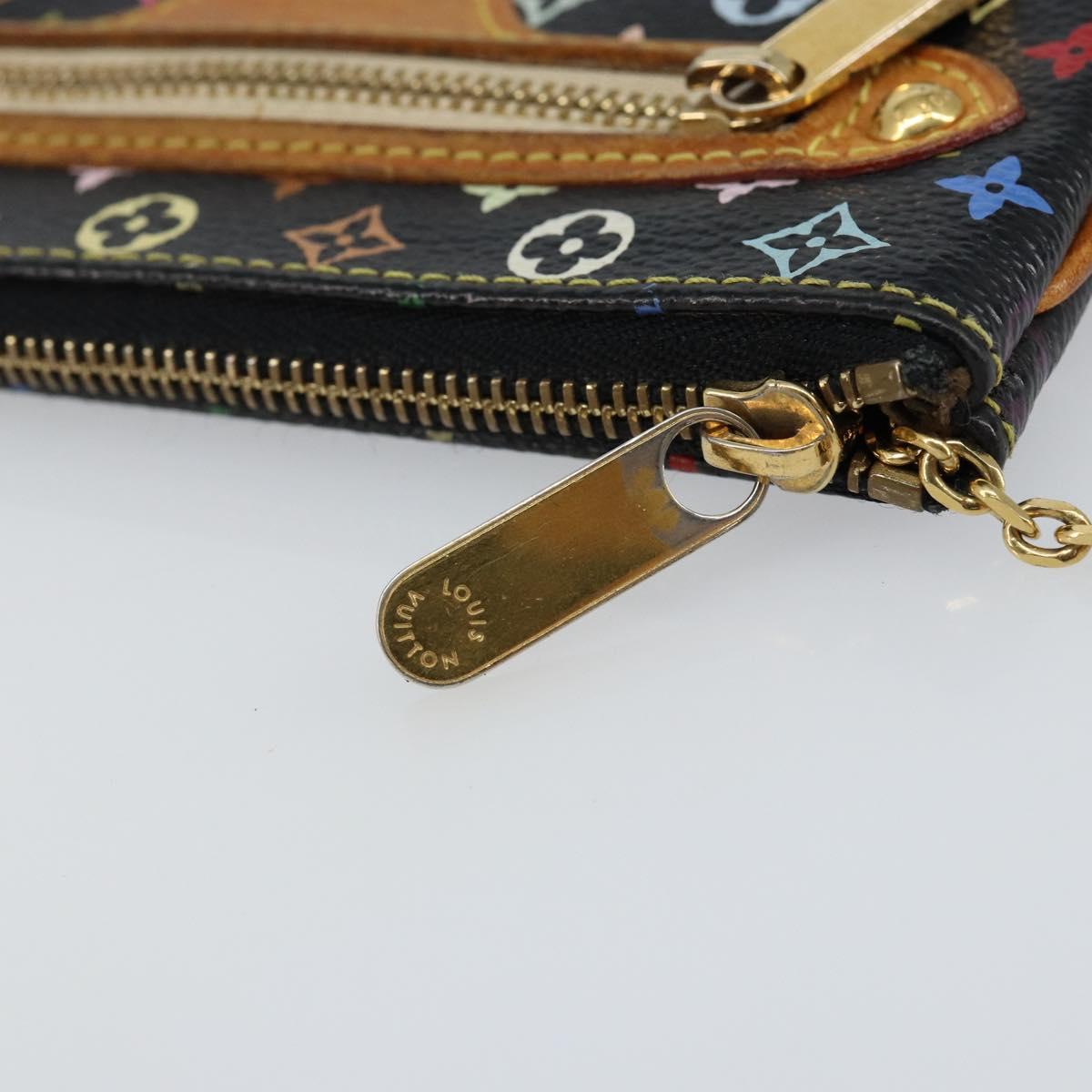 LOUIS VUITTON Multicolor Pochette MM Coin Purse Black M60031 Auth 145869