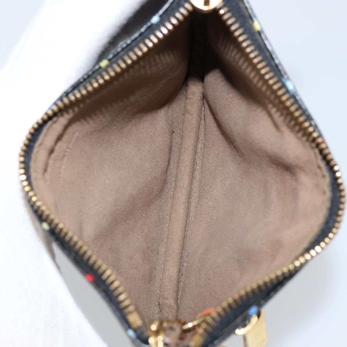 LOUIS VUITTON Multicolor Pochette MM Coin Purse Black M60031 Auth 145869
