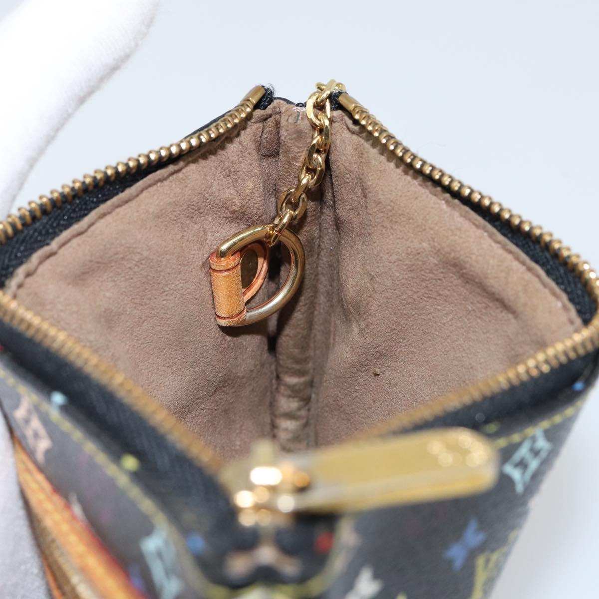 LOUIS VUITTON Multicolor Pochette MM Coin Purse Black M60031 Auth 145869
