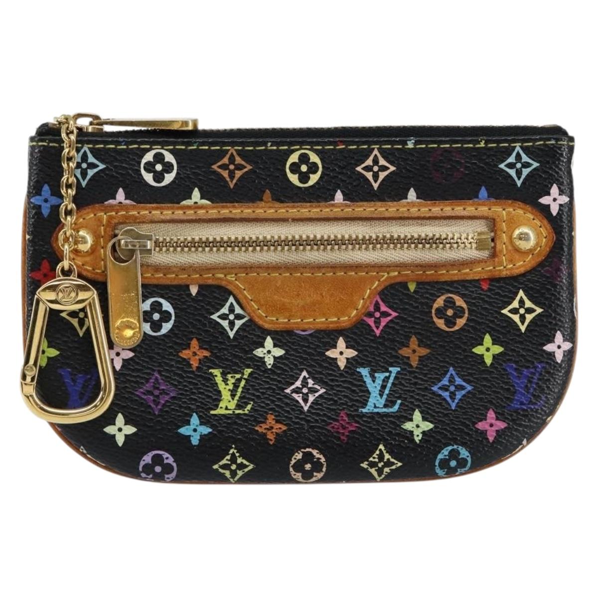 LOUIS VUITTON Multicolor Pochette MM Coin Purse Black M60031 Auth 145869