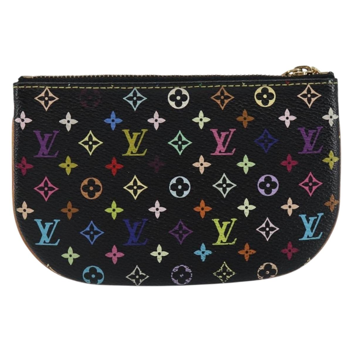 LOUIS VUITTON Multicolor Pochette MM Coin Purse Black M60031 Auth 145869