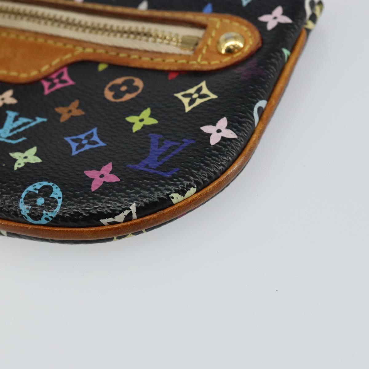LOUIS VUITTON Multicolor Pochette MM Coin Purse Black M60031 Auth 145869