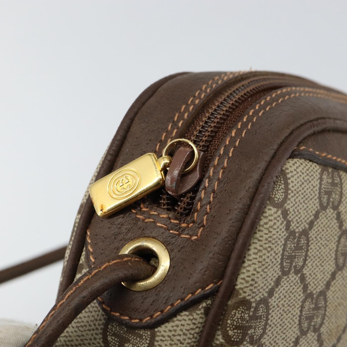 GUCCI GG Supreme Web Sherry Line Bag PVC Beige Gold 89 02 066 Auth 145875