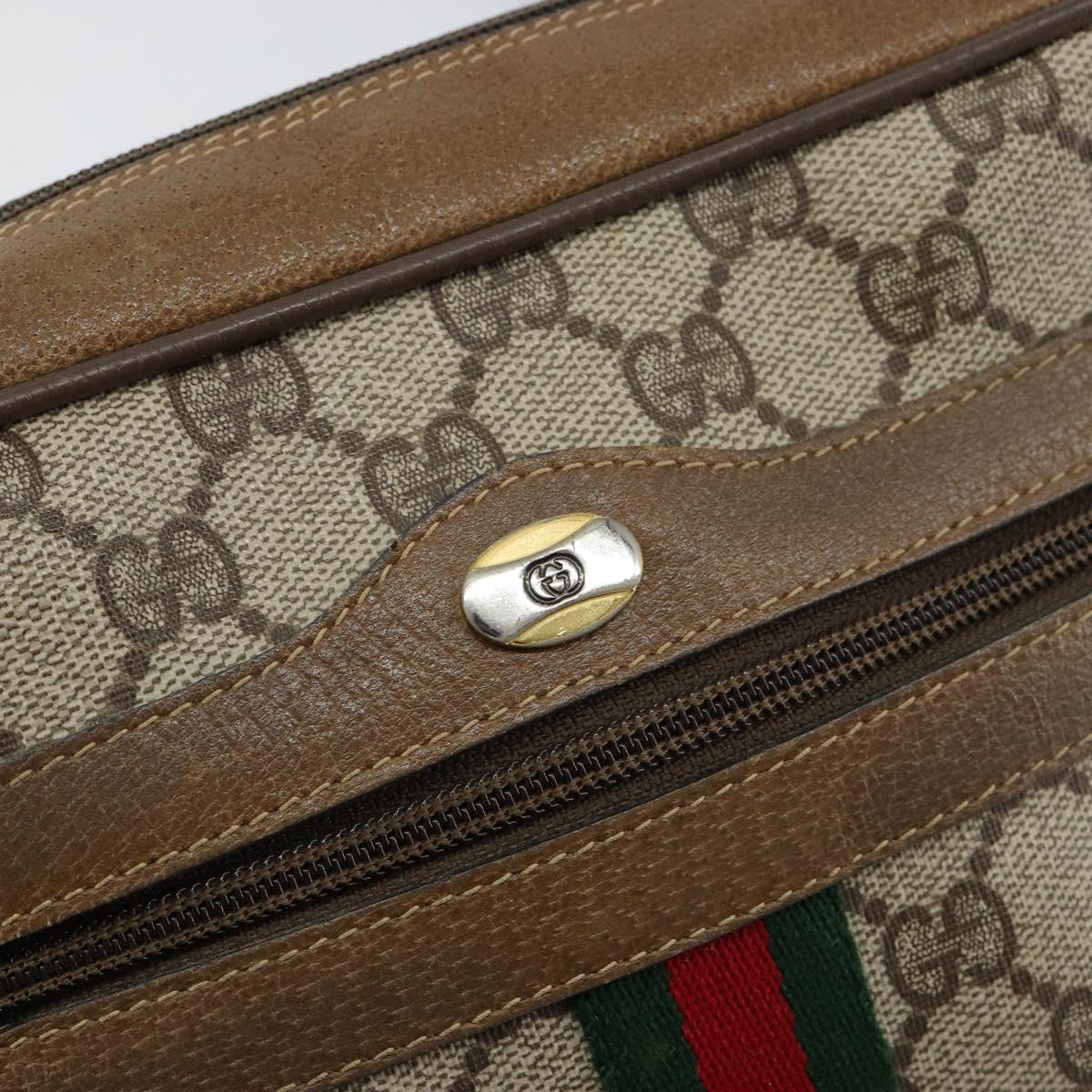 GUCCI GG Supreme Web Sherry Line Bag PVC Beige Gold 56 02 004 Auth 145876