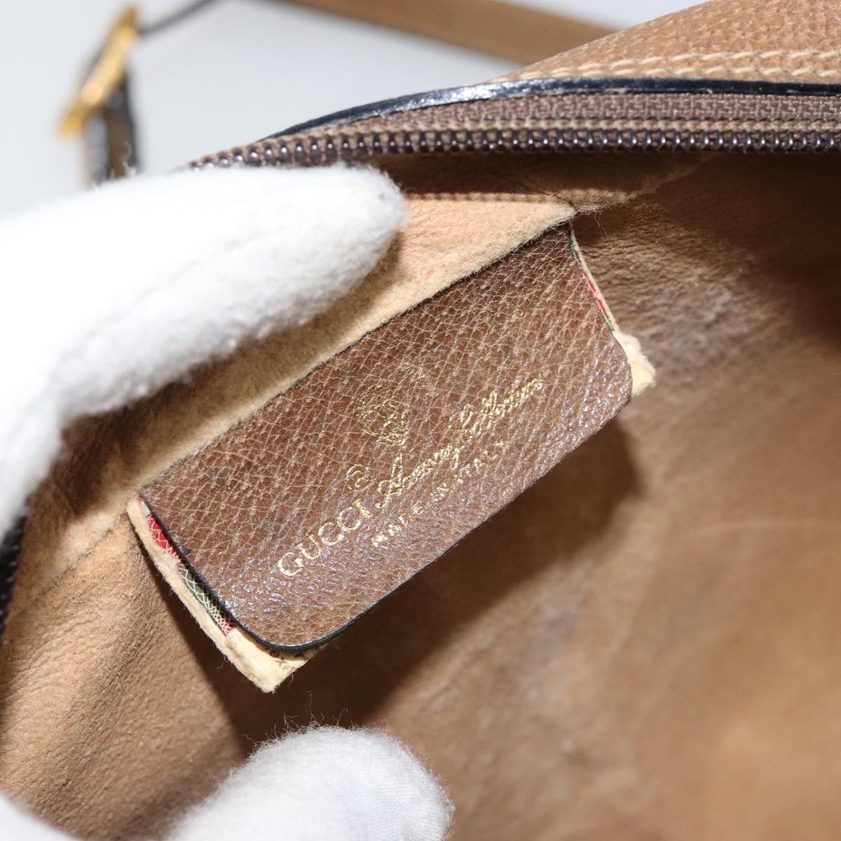 GUCCI GG Supreme Web Sherry Line Bag PVC Beige Gold 56 02 004 Auth 145876