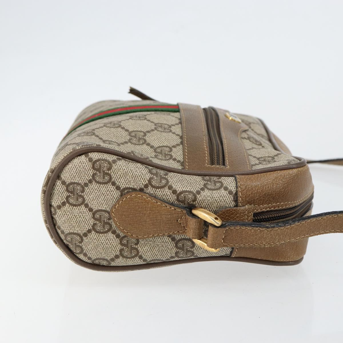 GUCCI GG Supreme Web Sherry Line Bag PVC Beige Gold 56 02 004 Auth 145876