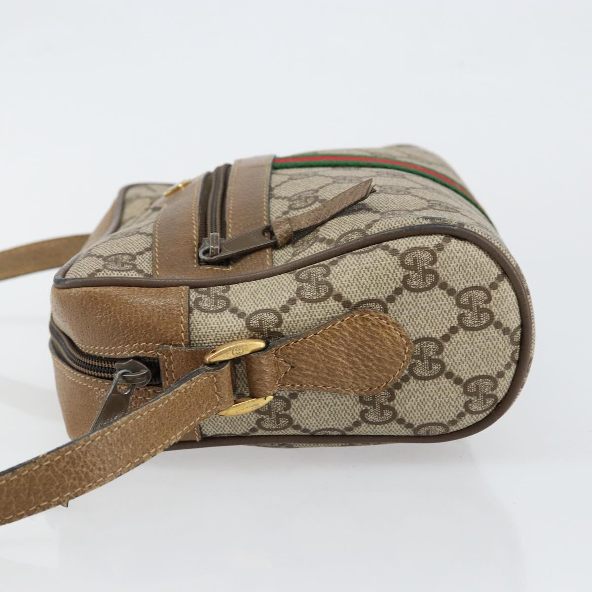 GUCCI GG Supreme Web Sherry Line Bag PVC Beige Gold 56 02 004 Auth 145876