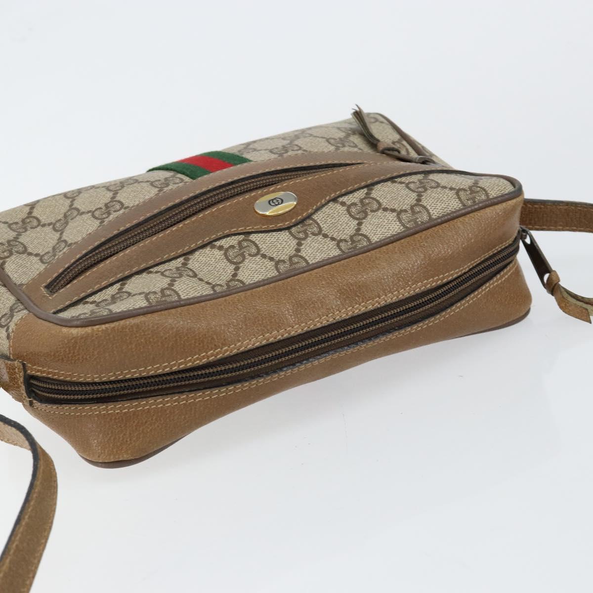 GUCCI GG Supreme Web Sherry Line Bag PVC Beige Gold 56 02 004 Auth 145876
