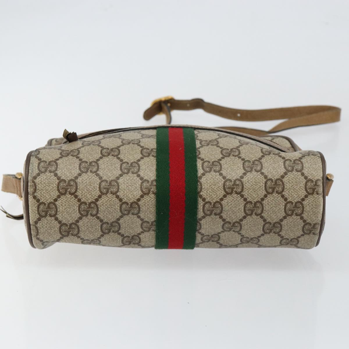 GUCCI GG Supreme Web Sherry Line Bag PVC Beige Gold 56 02 004 Auth 145876