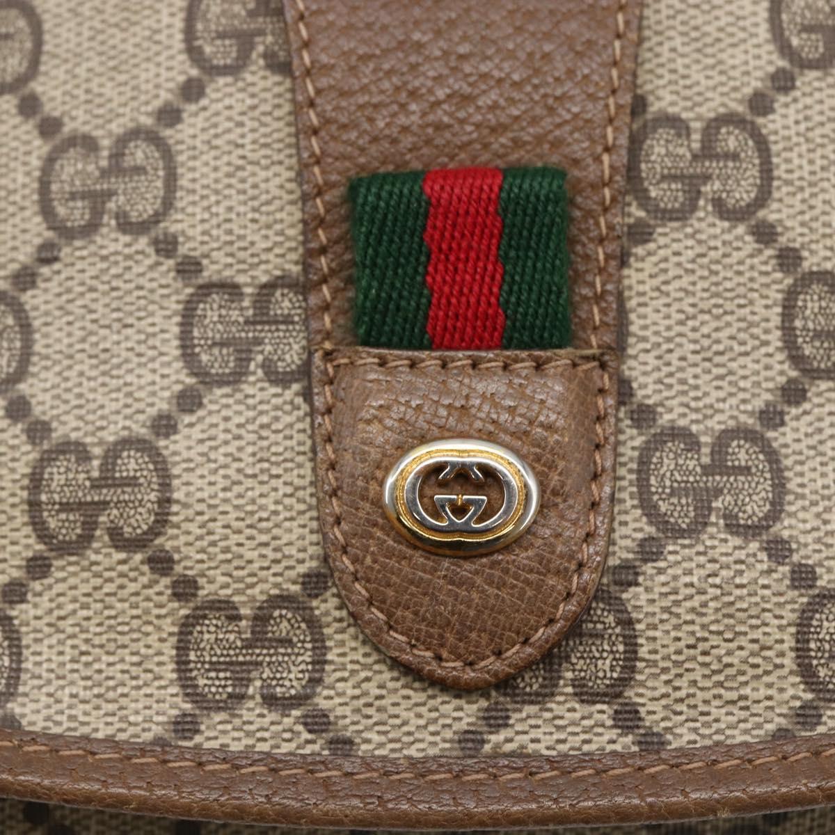 GUCCI GG Supreme Web Sherry Line Clutch Bag PVC Beige Red 89 01 030 Auth 145877