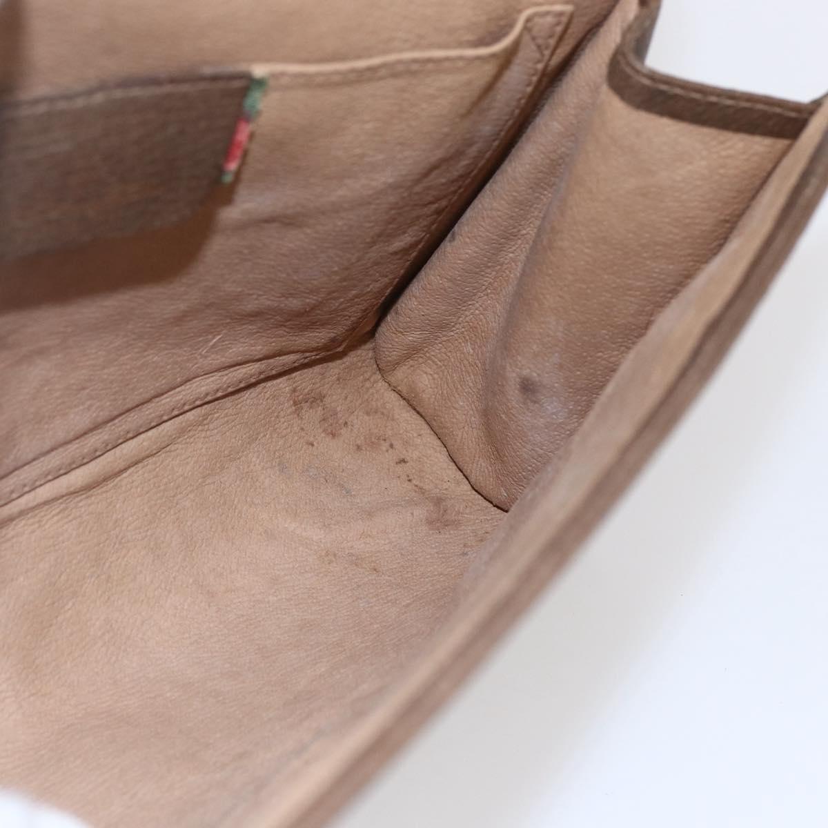 GUCCI GG Supreme Web Sherry Line Clutch Bag PVC Beige Red 89 01 030 Auth 145877