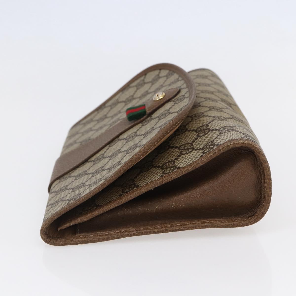 GUCCI GG Supreme Web Sherry Line Clutch Bag PVC Beige Red 89 01 030 Auth 145877