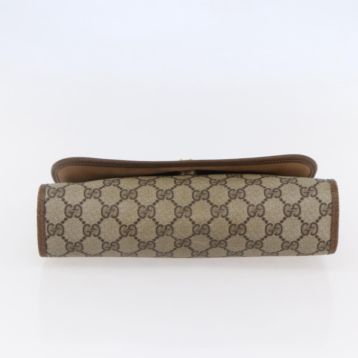 GUCCI GG Supreme Web Sherry Line Clutch Bag PVC Beige Red 89 01 030 Auth 145877