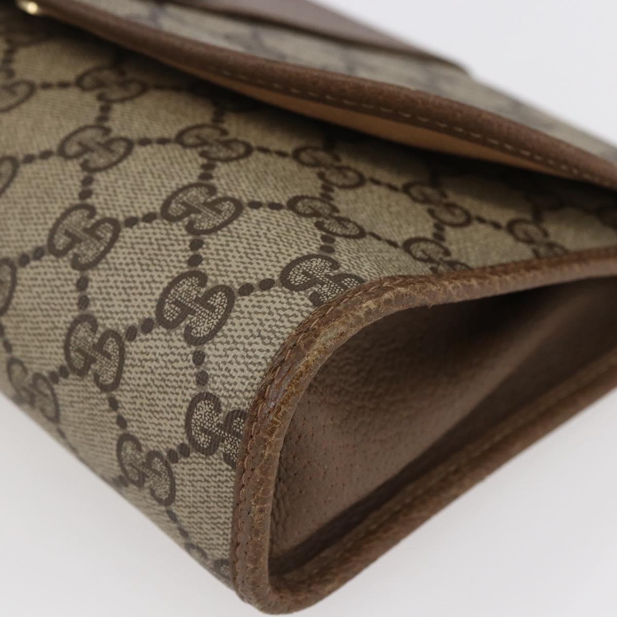 GUCCI GG Supreme Web Sherry Line Clutch Bag PVC Beige Red 89 01 030 Auth 145877