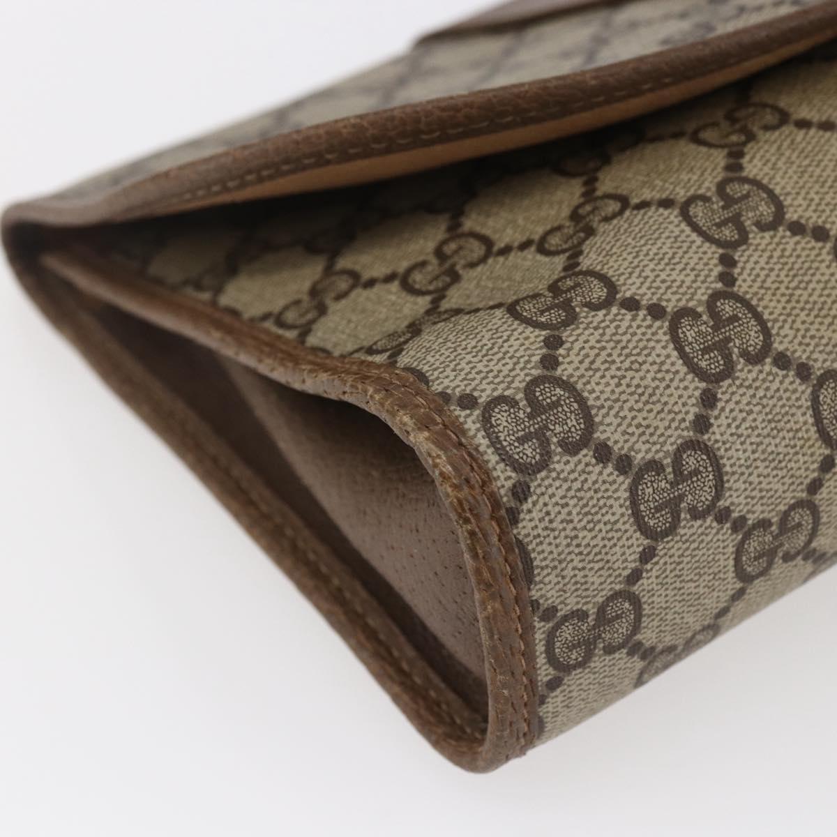 GUCCI GG Supreme Web Sherry Line Clutch Bag PVC Beige Red 89 01 030 Auth 145877