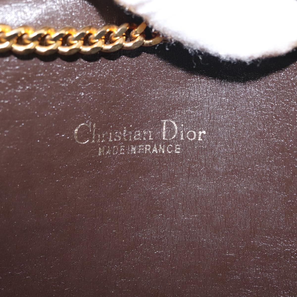 Christian Dior Trotter Canvas Chain Shoulder Bag Brown Gold Auth 145878