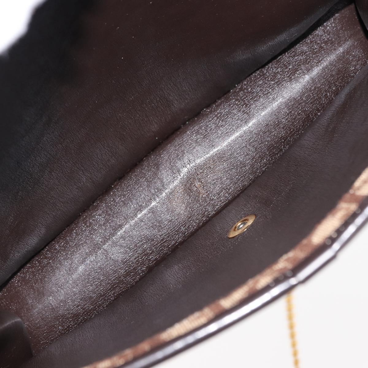 Christian Dior Trotter Canvas Chain Shoulder Bag Brown Gold Auth 145878