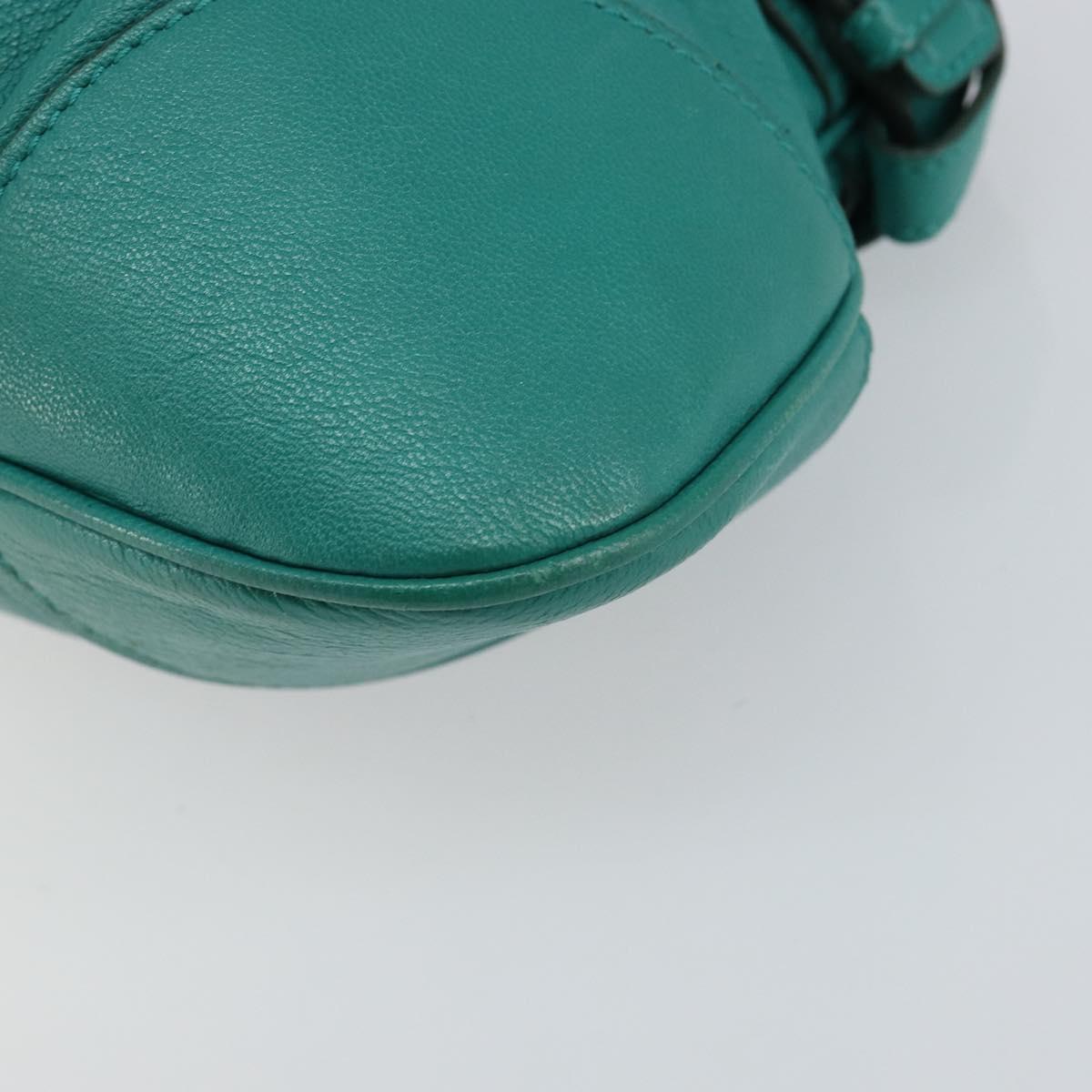 Salvatore Ferragamo Gancini Shoulder Bag Leather Green Silver Auth 145879