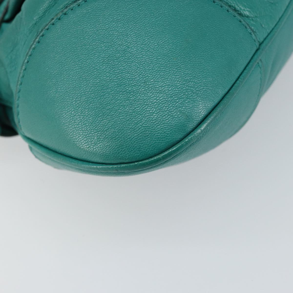 Salvatore Ferragamo Gancini Shoulder Bag Leather Green Silver Auth 145879