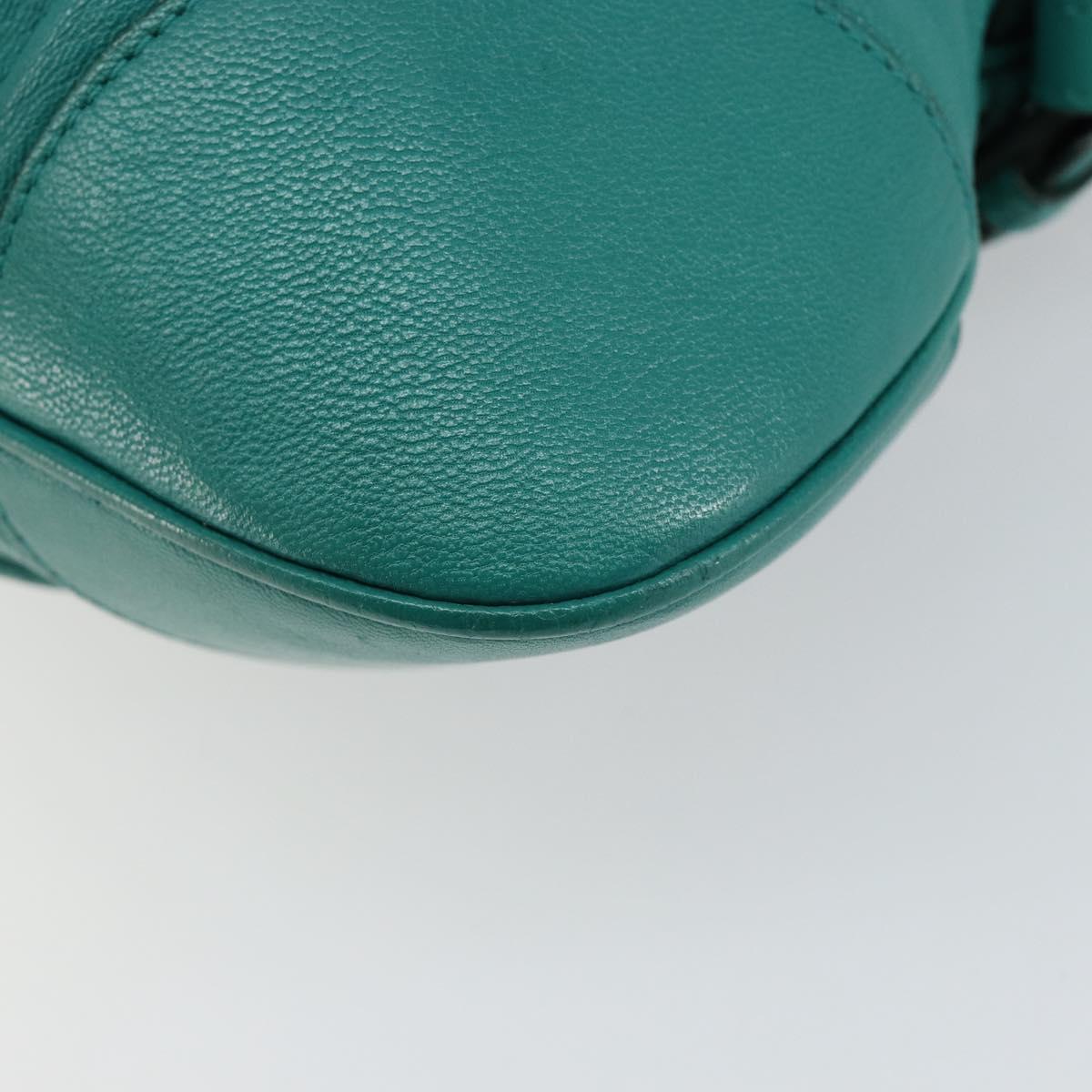 Salvatore Ferragamo Gancini Shoulder Bag Leather Green Silver Auth 145879