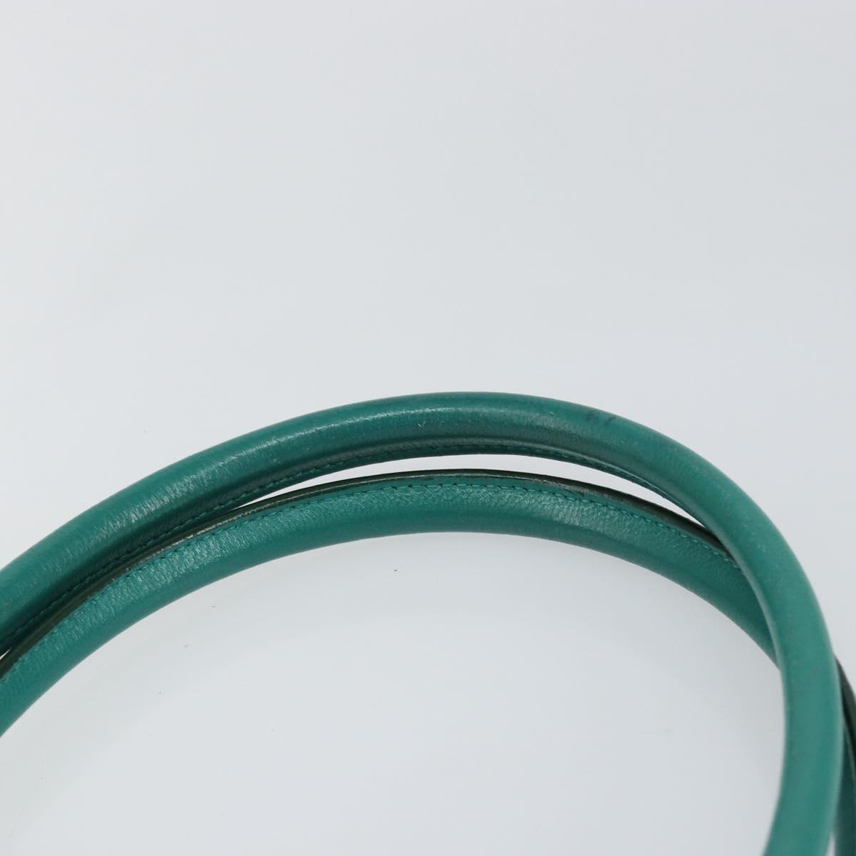 Salvatore Ferragamo Gancini Shoulder Bag Leather Green Silver Auth 145879