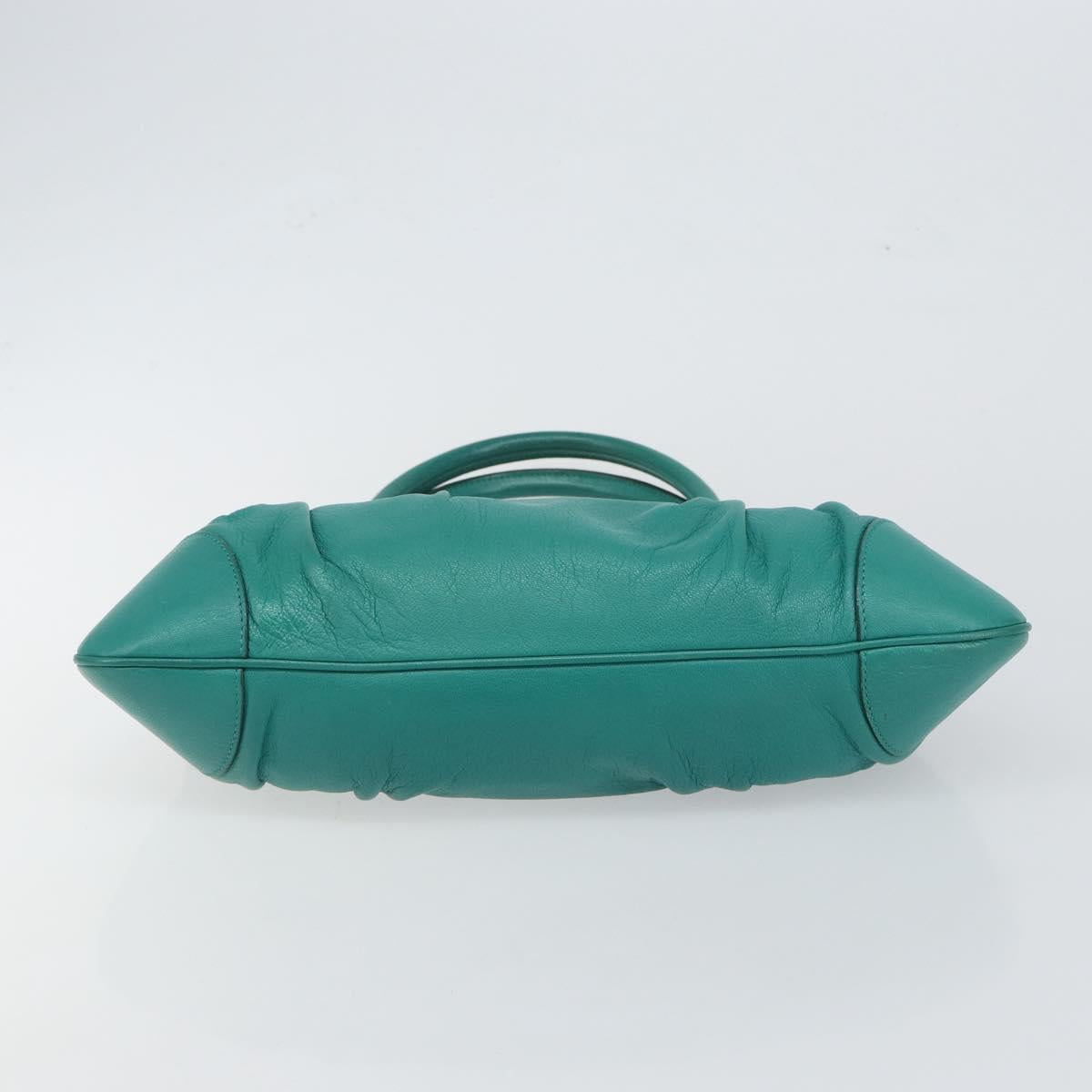 Salvatore Ferragamo Gancini Shoulder Bag Leather Green Silver Auth 145879