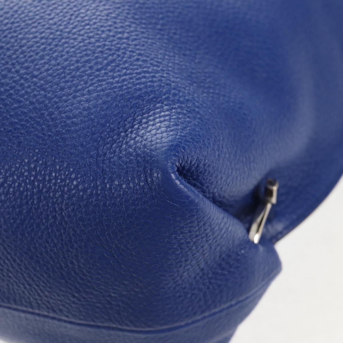 Salvatore Ferragamo Gancini Shoulder Bag Leather Blue Silver Auth 145880V