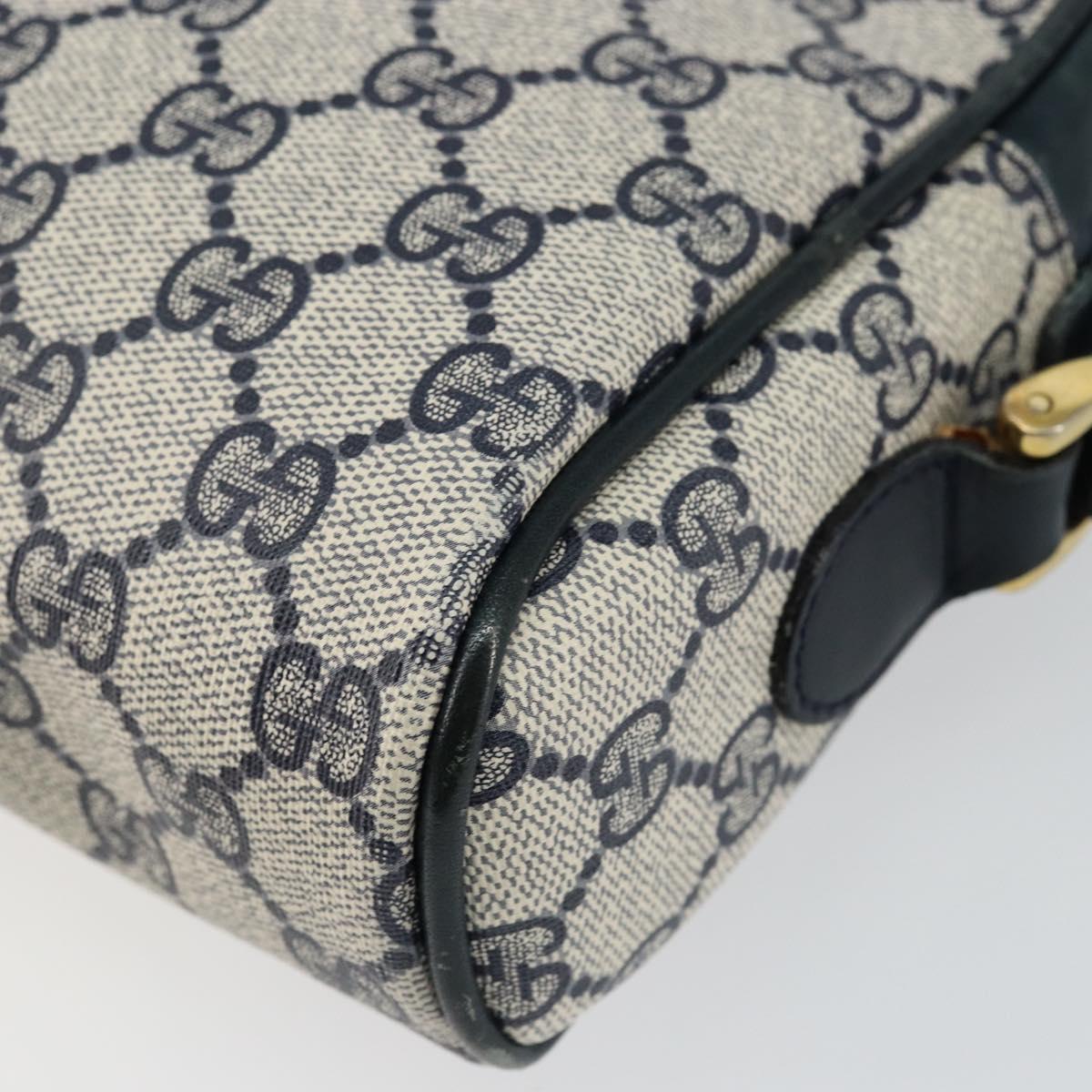 GUCCI GG Supreme Sherry Line Shoulder Bag PVC Navy Gold 010 378 Auth 145881