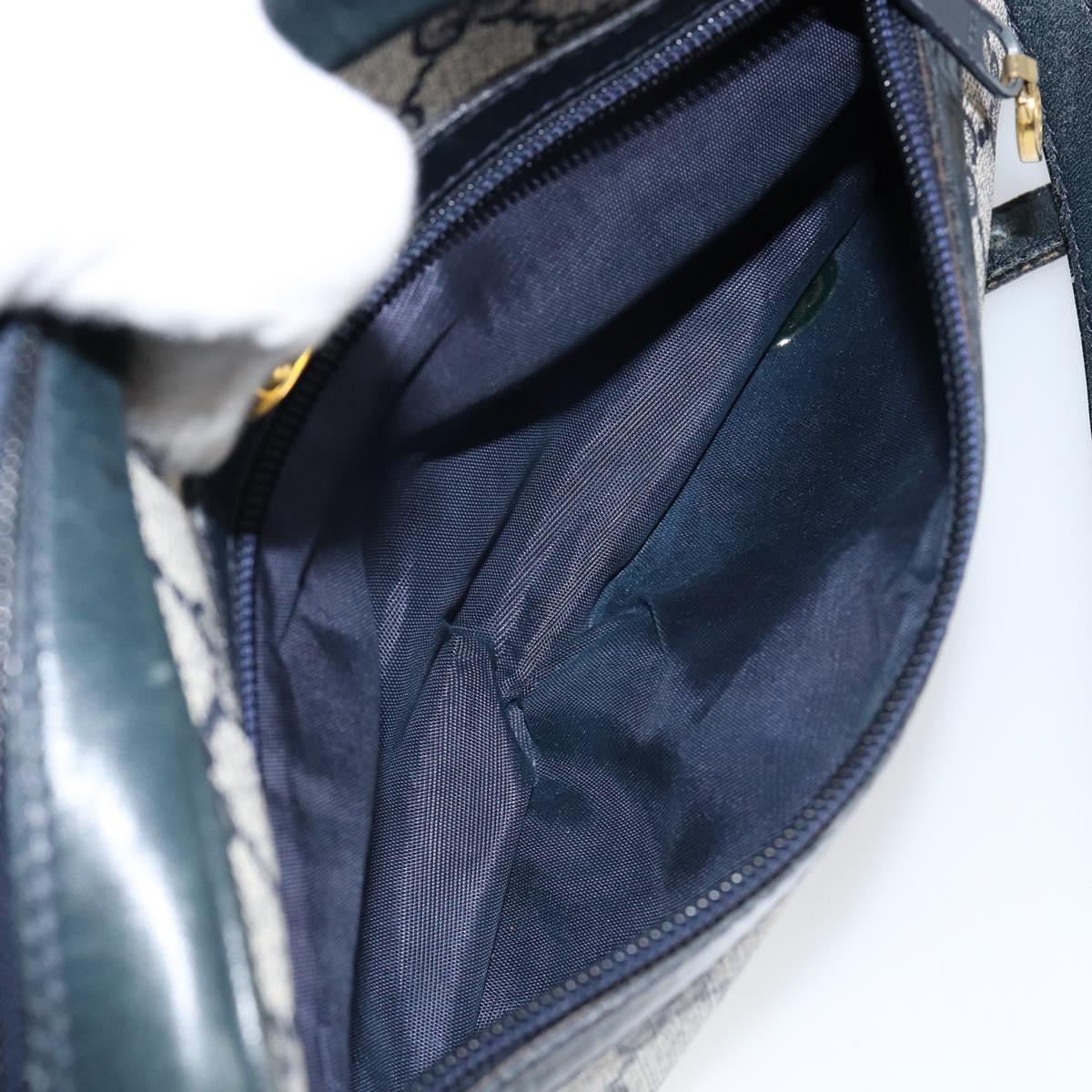 GUCCI GG Supreme Sherry Line Shoulder Bag PVC Navy Gold 010 378 Auth 145881
