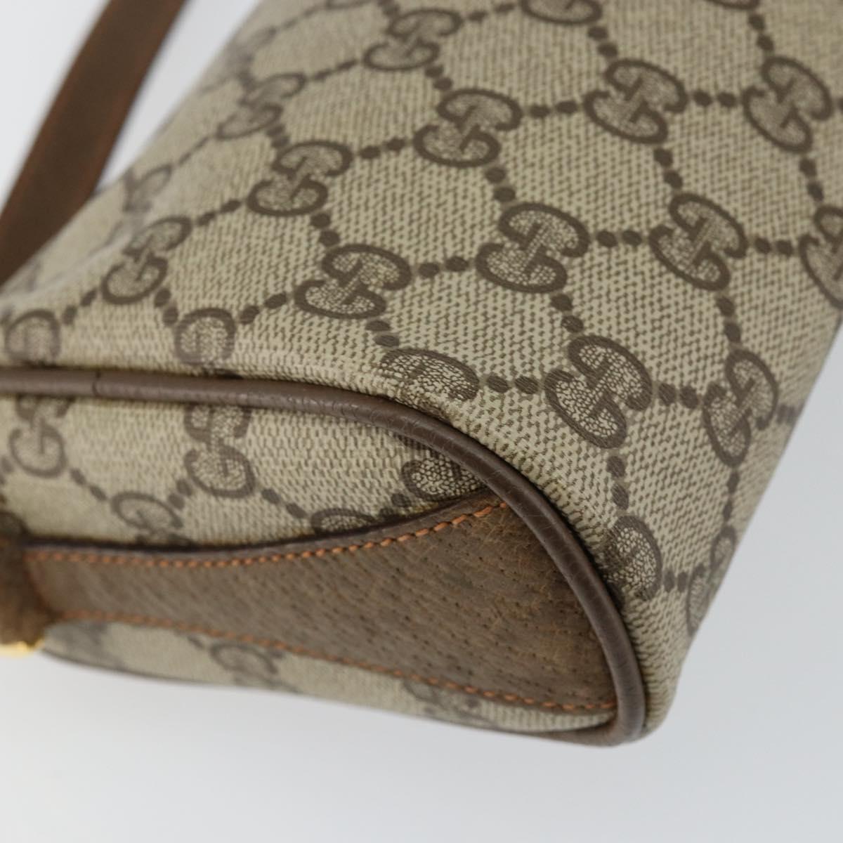 GUCCI GG Supreme Web Sherry Line Bag PVC Beige Gold 89 02 018 Auth 145882