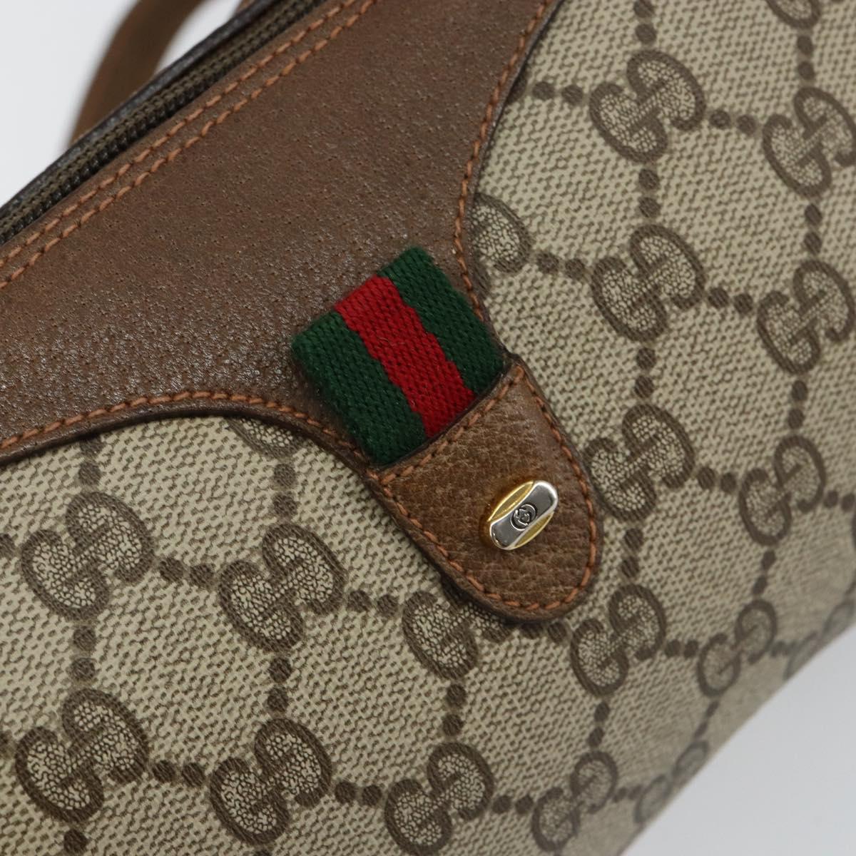 GUCCI GG Supreme Web Sherry Line Bag PVC Beige Gold 89 02 018 Auth 145882