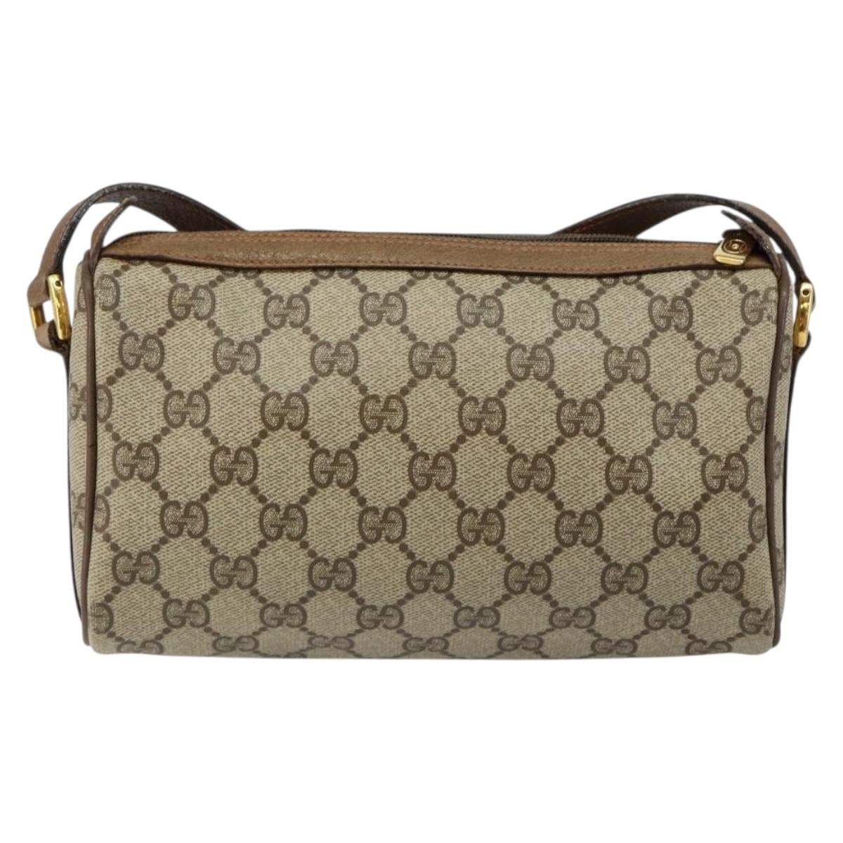 GUCCI GG Supreme Web Sherry Line Bag PVC Beige Gold 89 02 018 Auth 145882