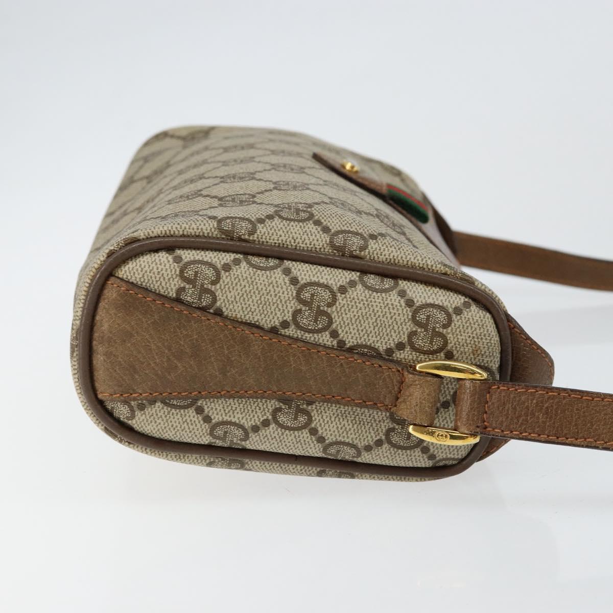 GUCCI GG Supreme Web Sherry Line Bag PVC Beige Gold 89 02 018 Auth 145882