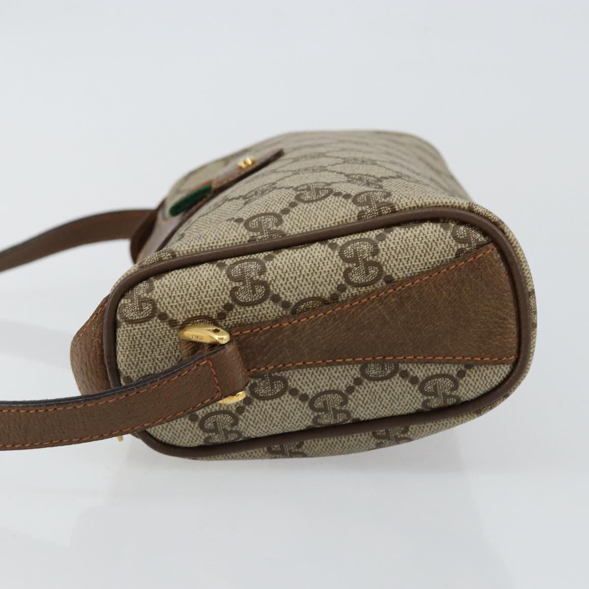 GUCCI GG Supreme Web Sherry Line Bag PVC Beige Gold 89 02 018 Auth 145882
