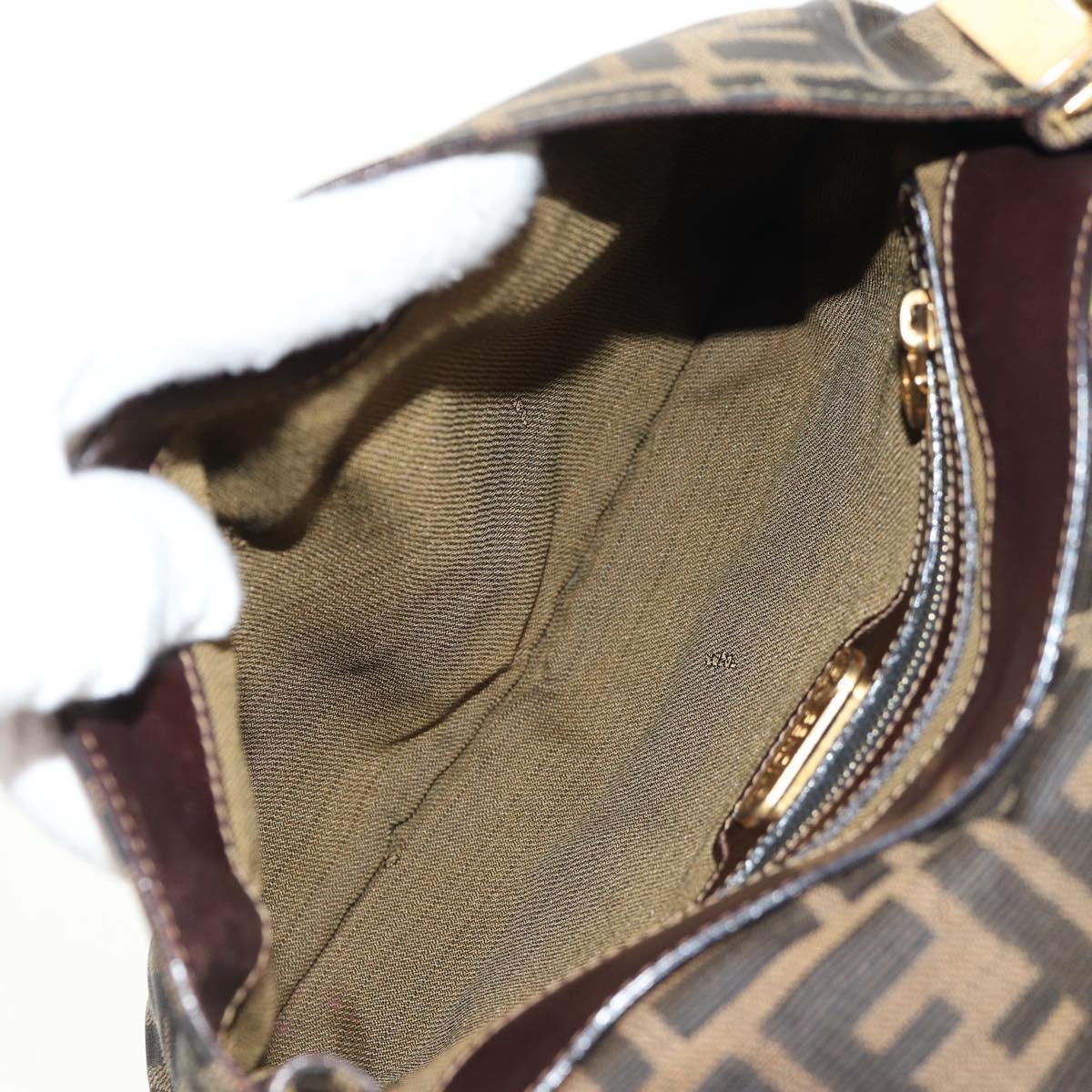FENDI Zucca Canvas Mamma Baguette Shoulder Bag Black Brown gold Auth 145885V