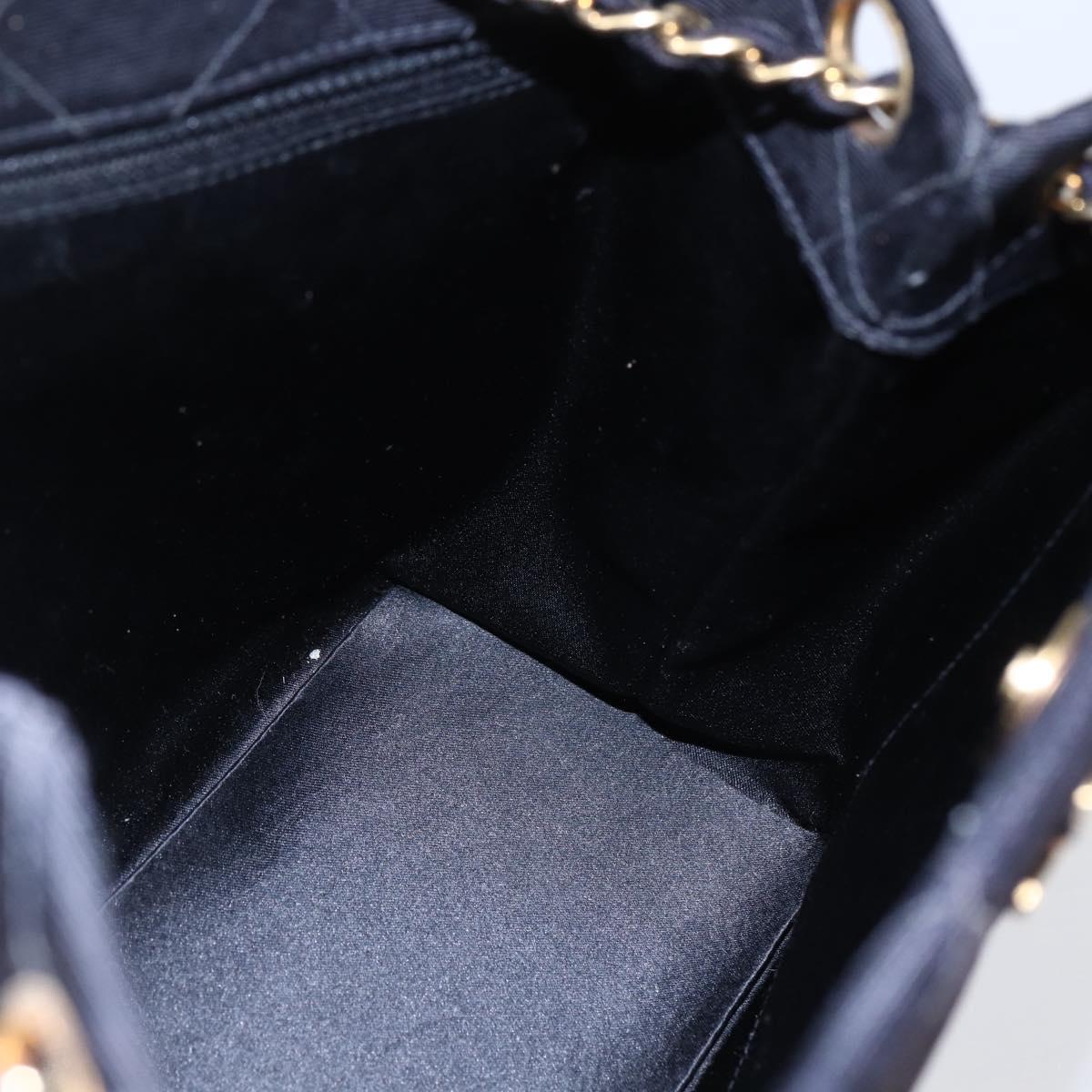 CHANEL Matelasse Chain Shoulder Bag Nylon Black Gold CC Auth 145886