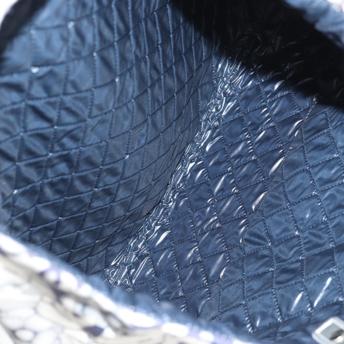 CHANEL COCO Mark Tote Bag Nylon Navy Gray CC Auth 145888A