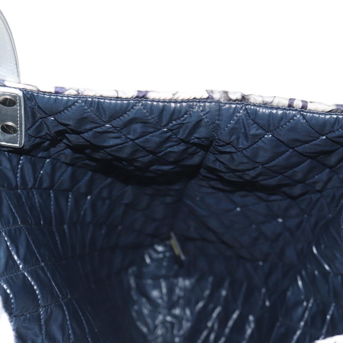 CHANEL COCO Mark Tote Bag Nylon Navy Gray CC Auth 145888A